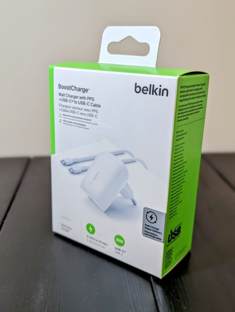 Ładowarka Belkin 30W + kabel USB-C na USB-C / Gwarancja / Oryginał