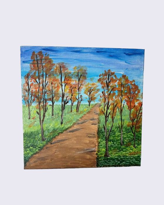 Quadro Pintado à Mão - "Caminho de Outono"