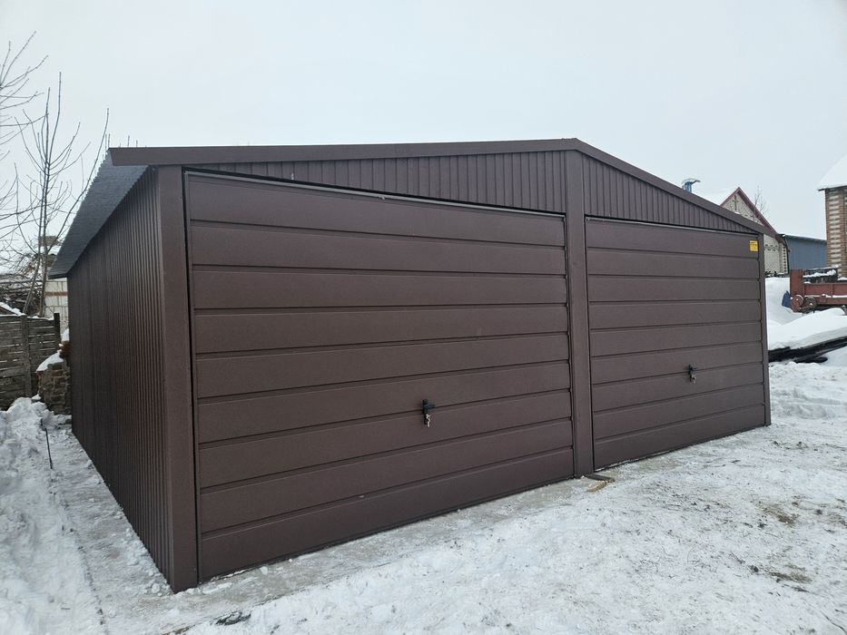 6x5.5 ŚLĄ Brązowy Garaże Blaszane Garaż Blaszany Blaszaki Blaszak