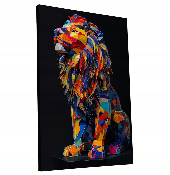 Obraz na płótnie "Kolorowy Lew" 80x120 cm - Nowoczesny Styl
