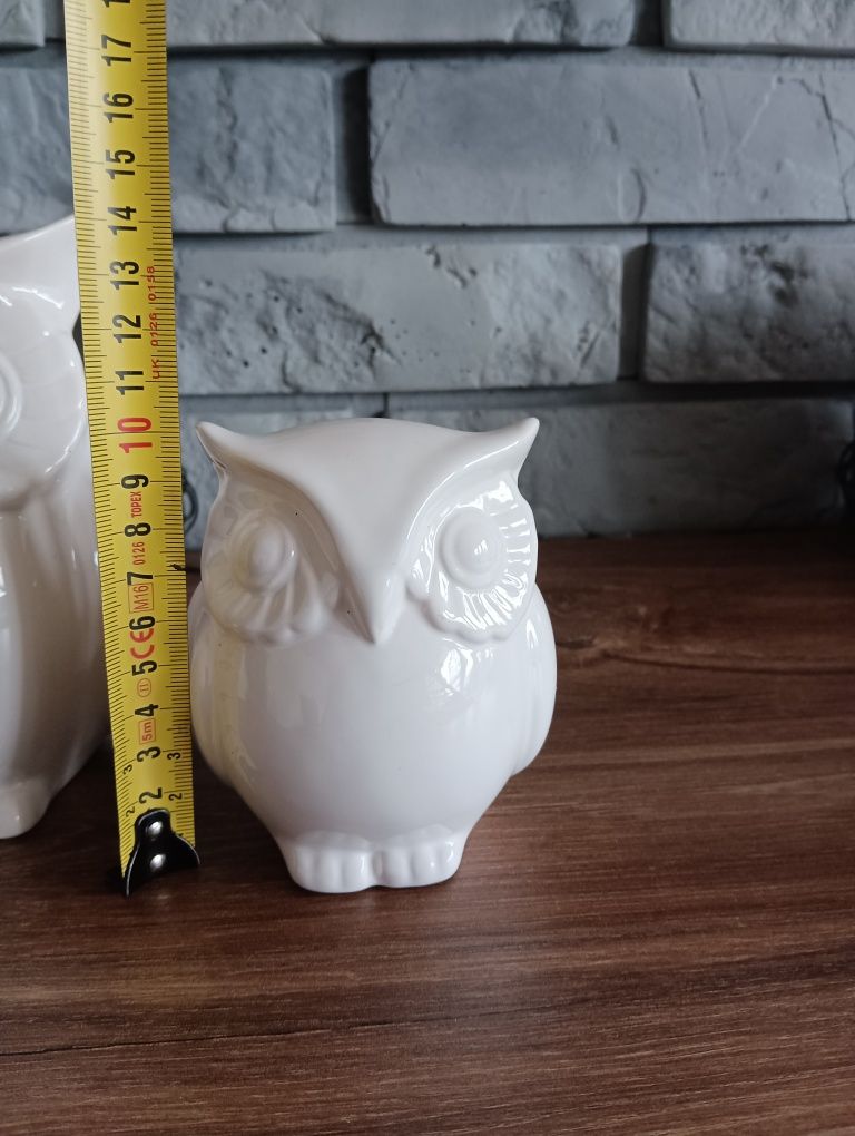 4x sowa ceramiczna: 2 duże 14.5cm , 2 małe 10cm