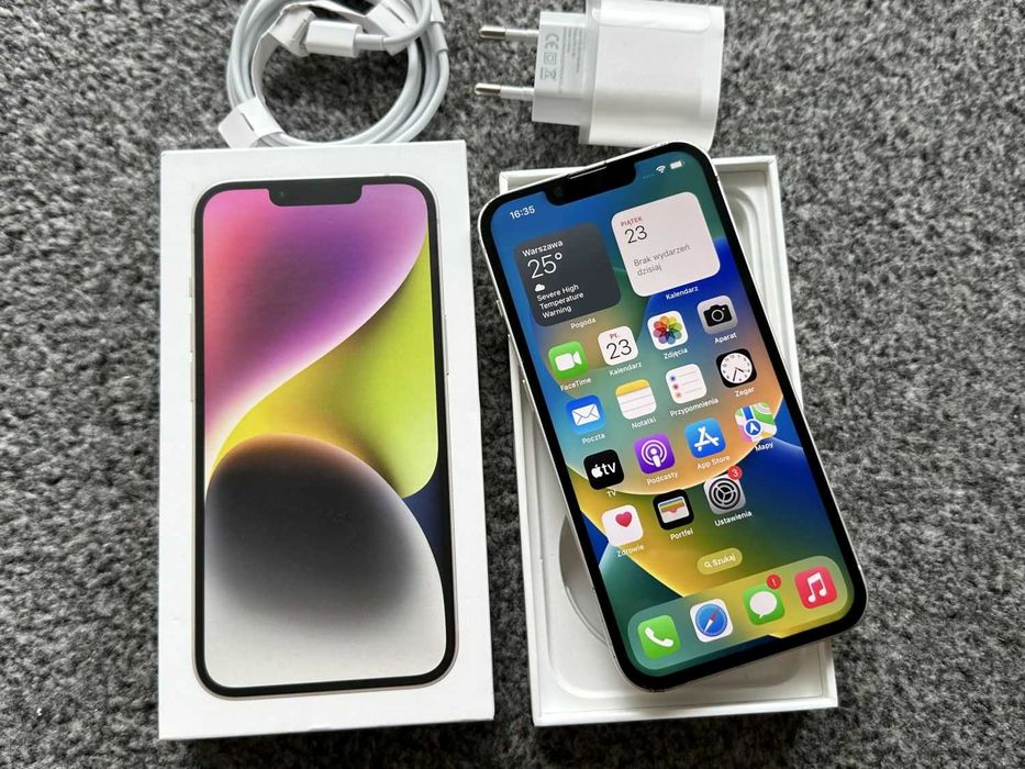 iPhone 13 128GB WHITE BIAŁY Silver Bateria 96% GWARANCJA+ SZKŁO