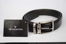VIP COLLECTION Pasek Skórzany Czarny z Klamrą NOWY Pudełko na prezent!