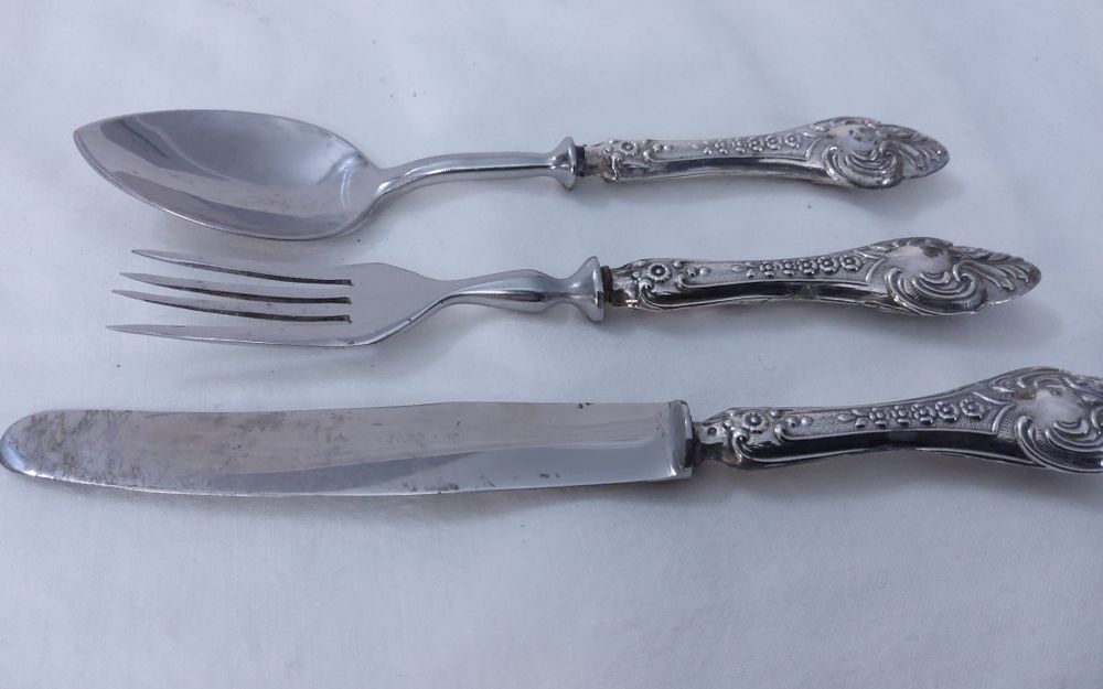 Conjunto de Talheres de Criança em Prata Aguia