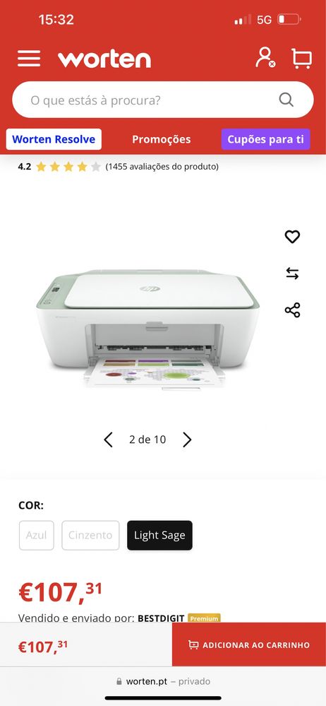 Impressora hp deskjet 2722e verde