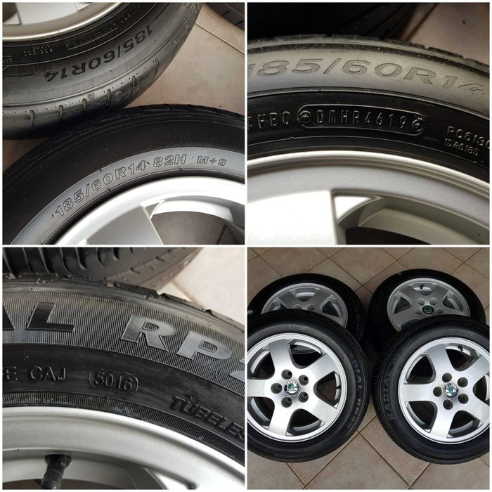 Koła letnie oryginał  Skoda Fabia 6x14 et43 5x100 opony 185/60/14