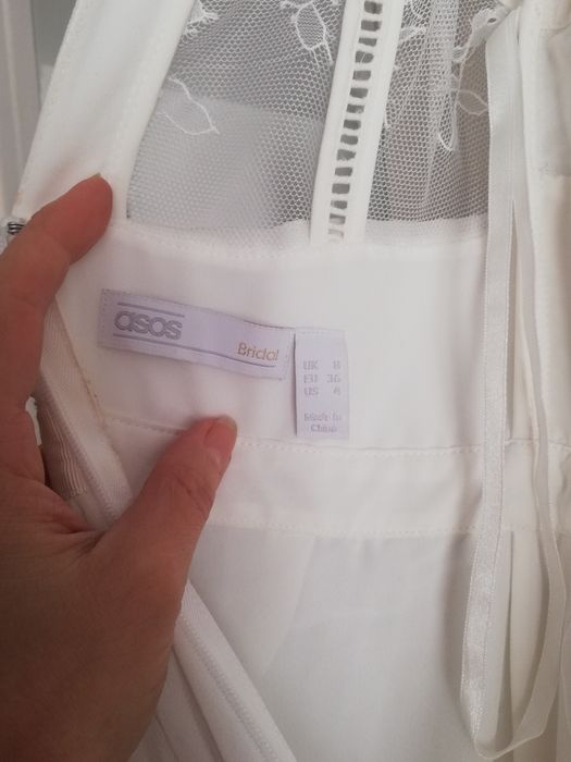 Suknia ślubna koronka plisy prążek 38/170cm