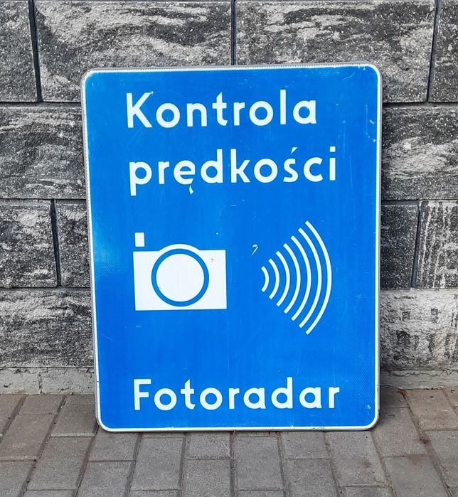 Milicja kontrola prędkości znak fotoradar znak drogowy  szyld desing