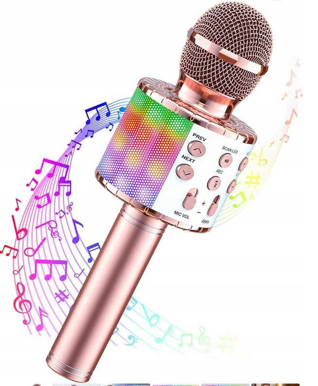 Wowstar Mikrofon Bluetooth do karaoke, bezprzewodowy mikrofon LED