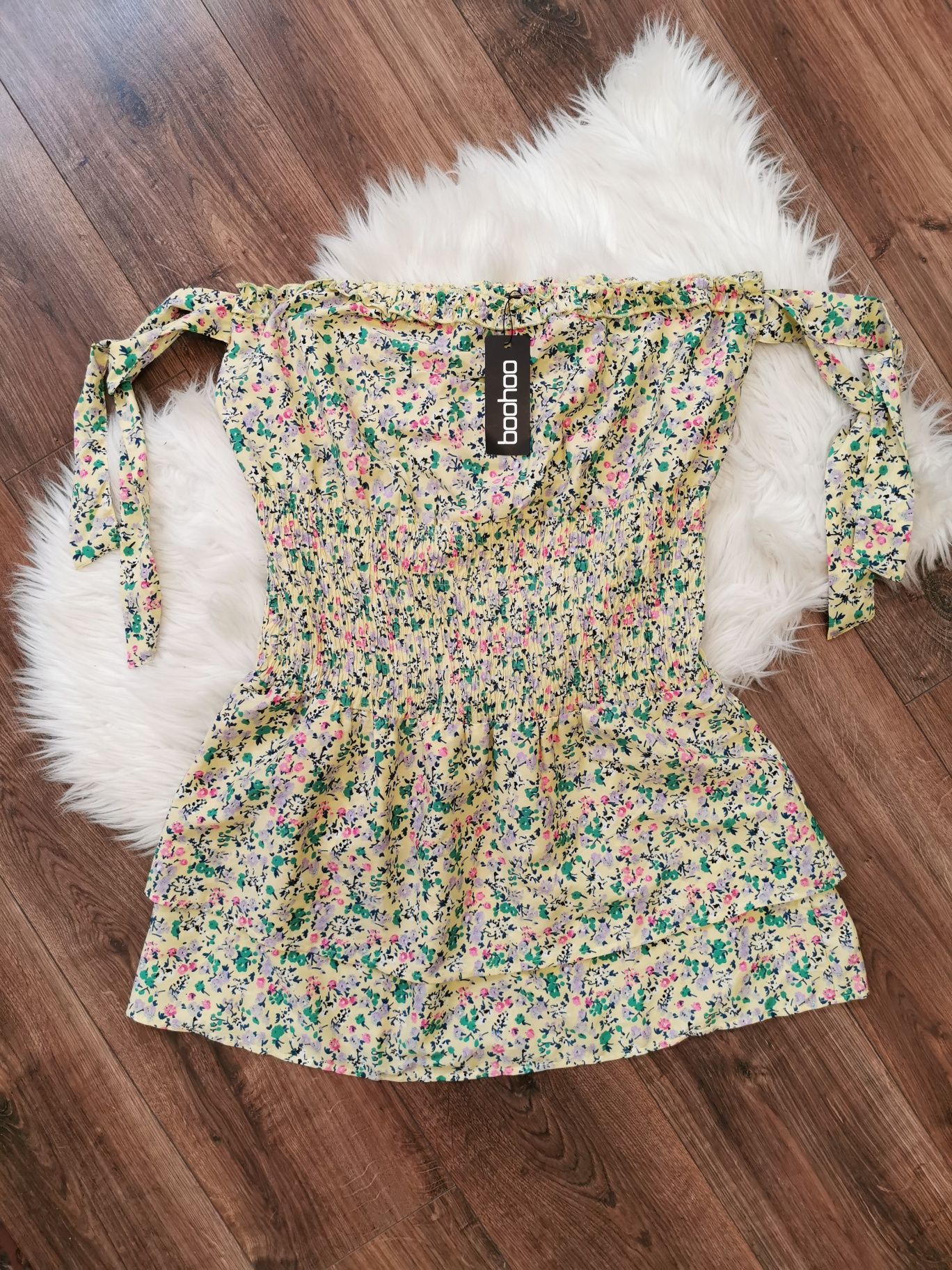 Sukienka w kwiaty na lato letnia suknia mini XL 42