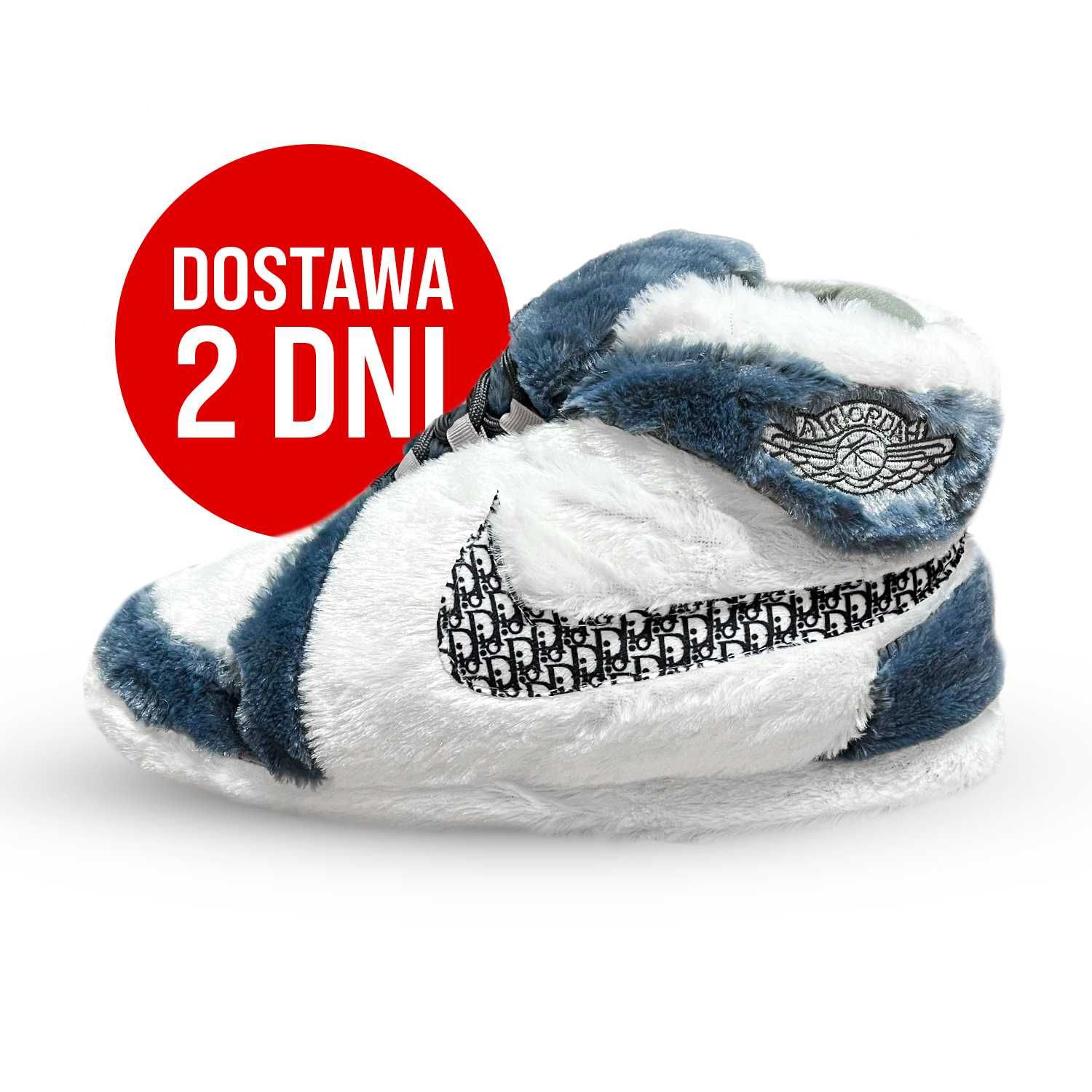 Puchate Viralowe pluszowe kapcie Nike Jordan 36-43 szare TikTok