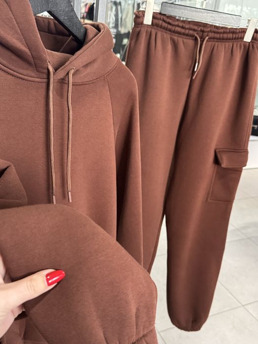 Спортивний костюм жіночий коричневий на флісі теплий розмір L Л