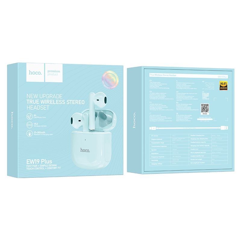 EOL HOCO słuchawki bezprzewodowe bluetooth TWS EW19 Plus niebieskie