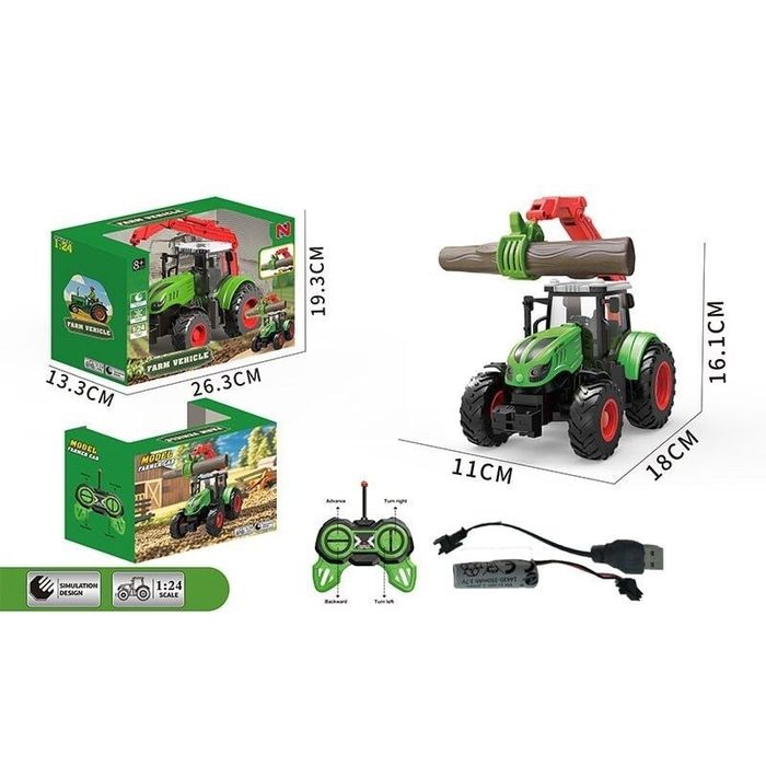 Трактор на радіокеруванні,трактор з причепом на пульті, металевий