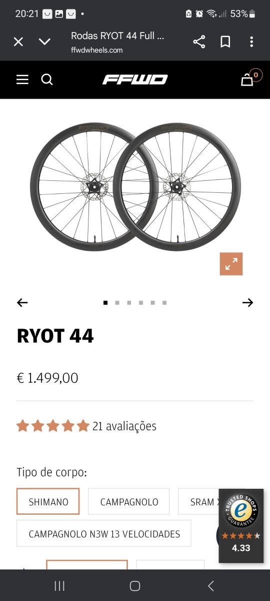 Mafrabike Rodas de carbono Disco FastFward Ryot 44  novas