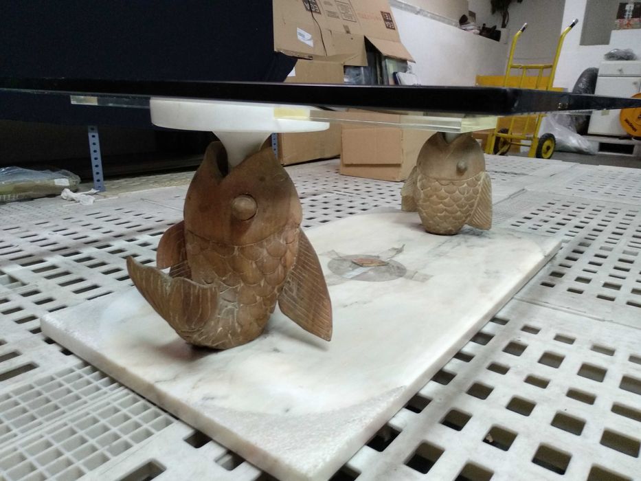 Mesa de Centro de Sala de Estar com 2 Peixes - Mesinha de apoio