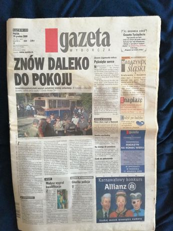 Gazeta wyborcza tysiąclecia 31.12.2000r i gazeta sport 29.12.2000r