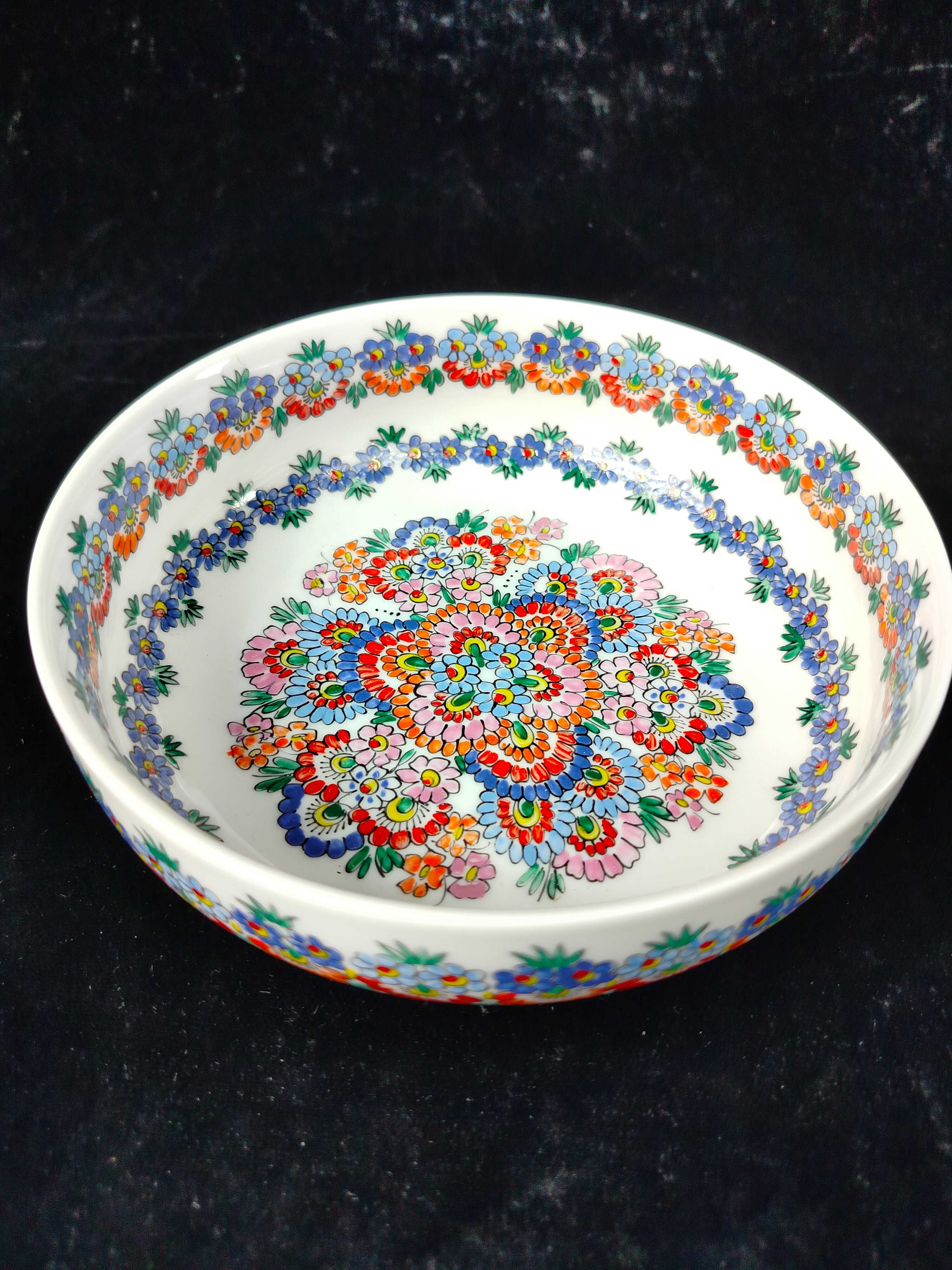 Cepelia Opole ręcznie malowana miska talerz głęboki porcelana kwiaty