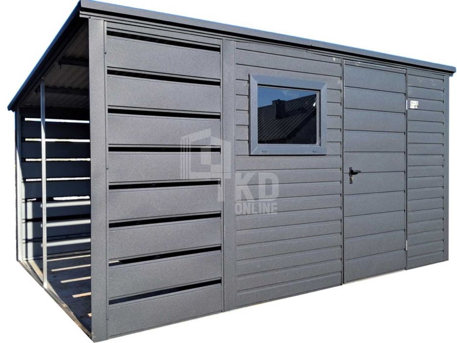 Schowek - domek ogrodowy 2,5x2m + wiata 1m drzwi  okno  dach  TKD367