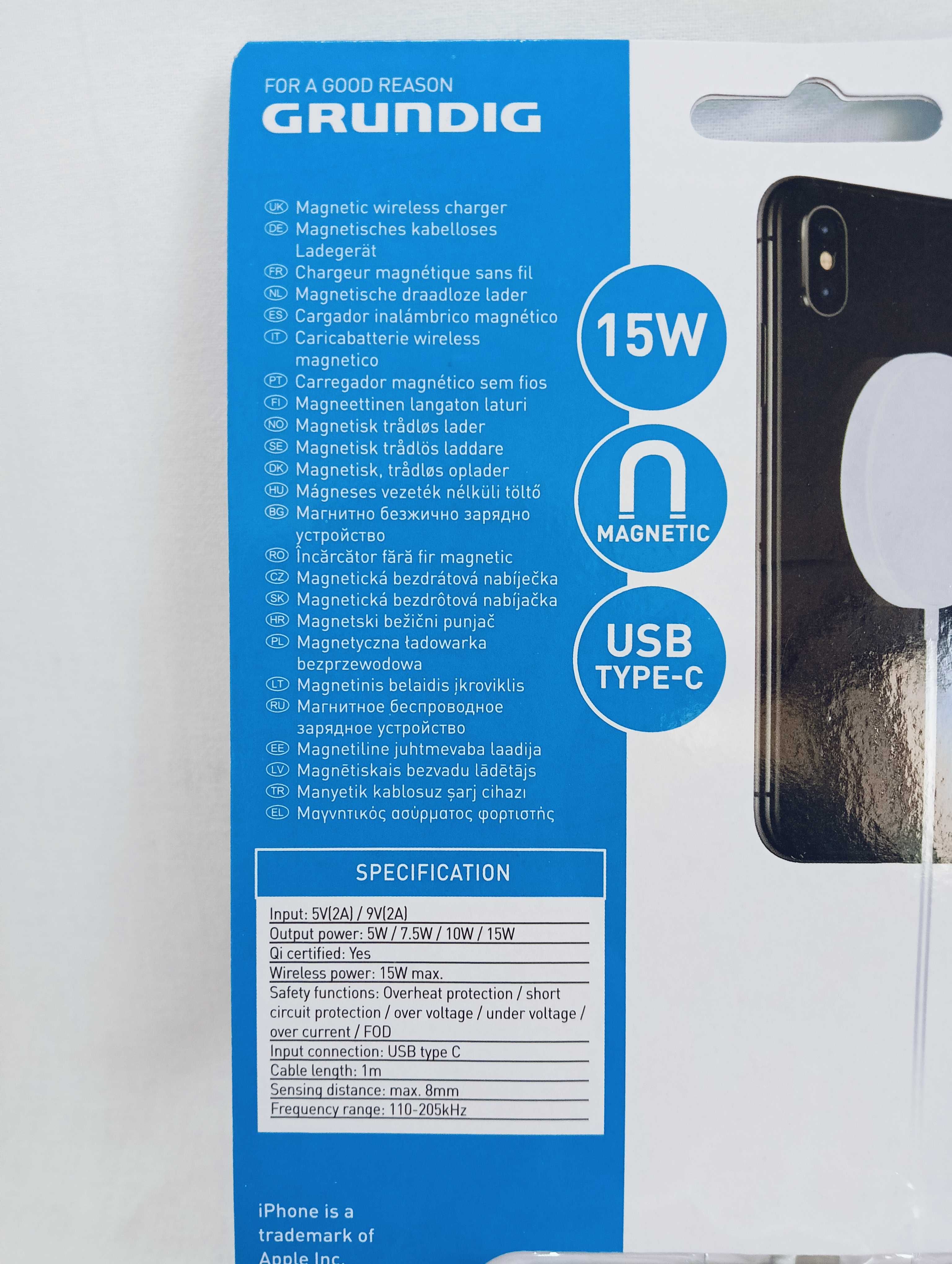 Ładowarka bezprzewodowa indukcyjna do telefonu QI 15W GRUNDIG