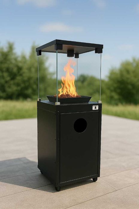 Ogrzewacz Tarasowy Gazowy Kominek Lava Rocks 8kW Czarny
