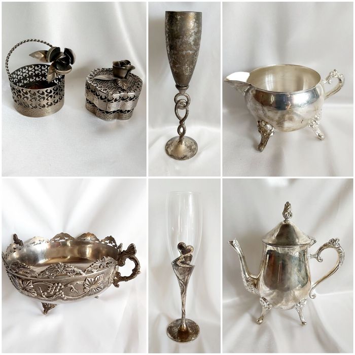 Ваза латунная ложки мельхиор вилки мнц