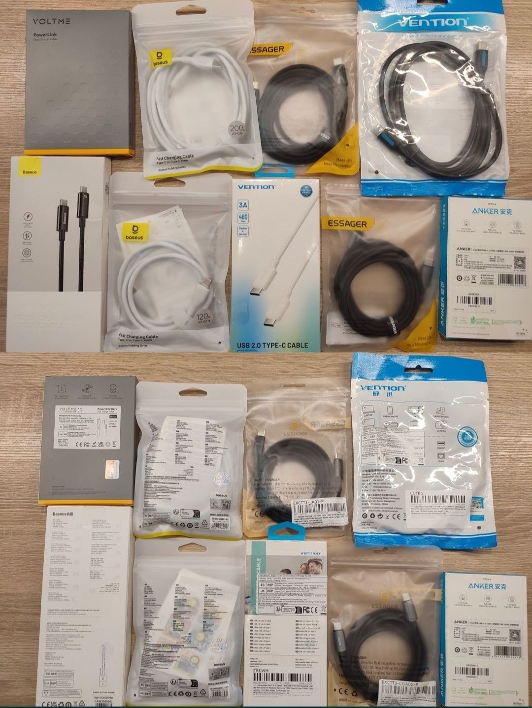 Кабелі для зарядки 1м-2м, tape c tape c, 60w, 100w, 200w