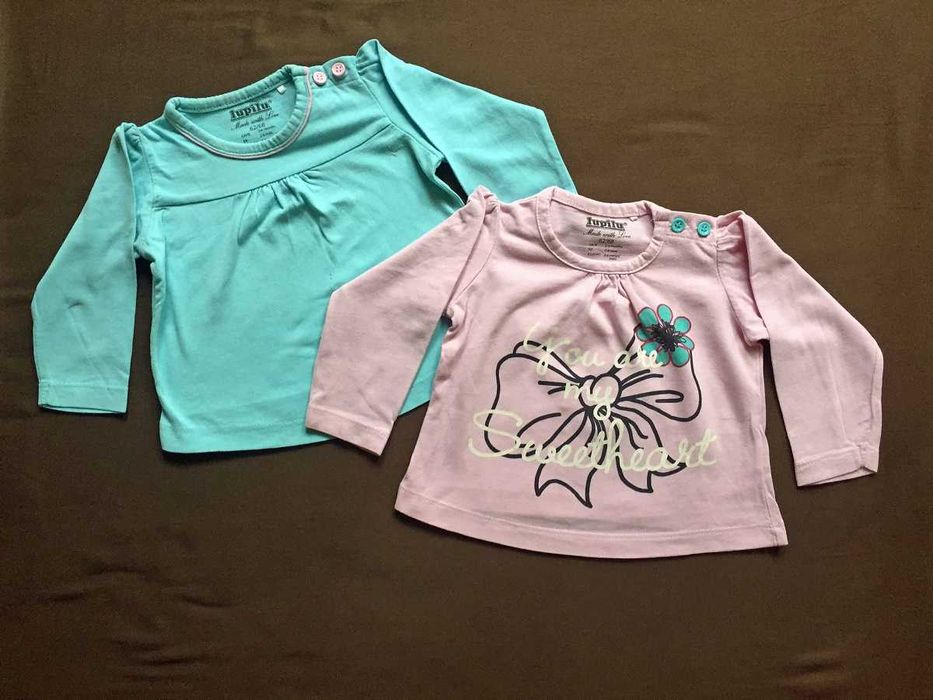 Dla bliźniaczek bluzeczki z długim rękawem, rozm. 68, LUPILU