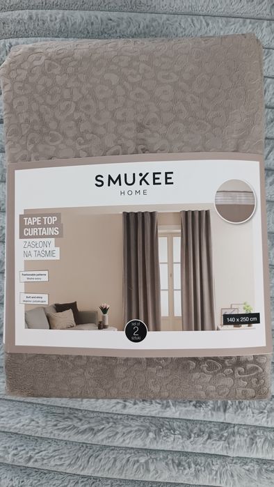 Zasłony welurowe/welwetowe, beżowe/ kawowe, SMUKEE, nowe.