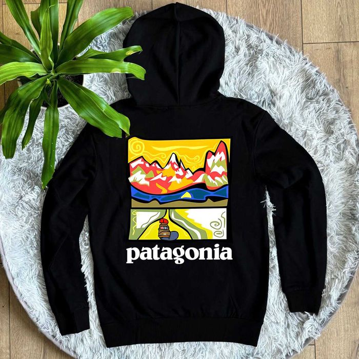 Черное Худи PATAGONIA • Retro Road • Чорне Худі Патагония • ХС-ХЛ