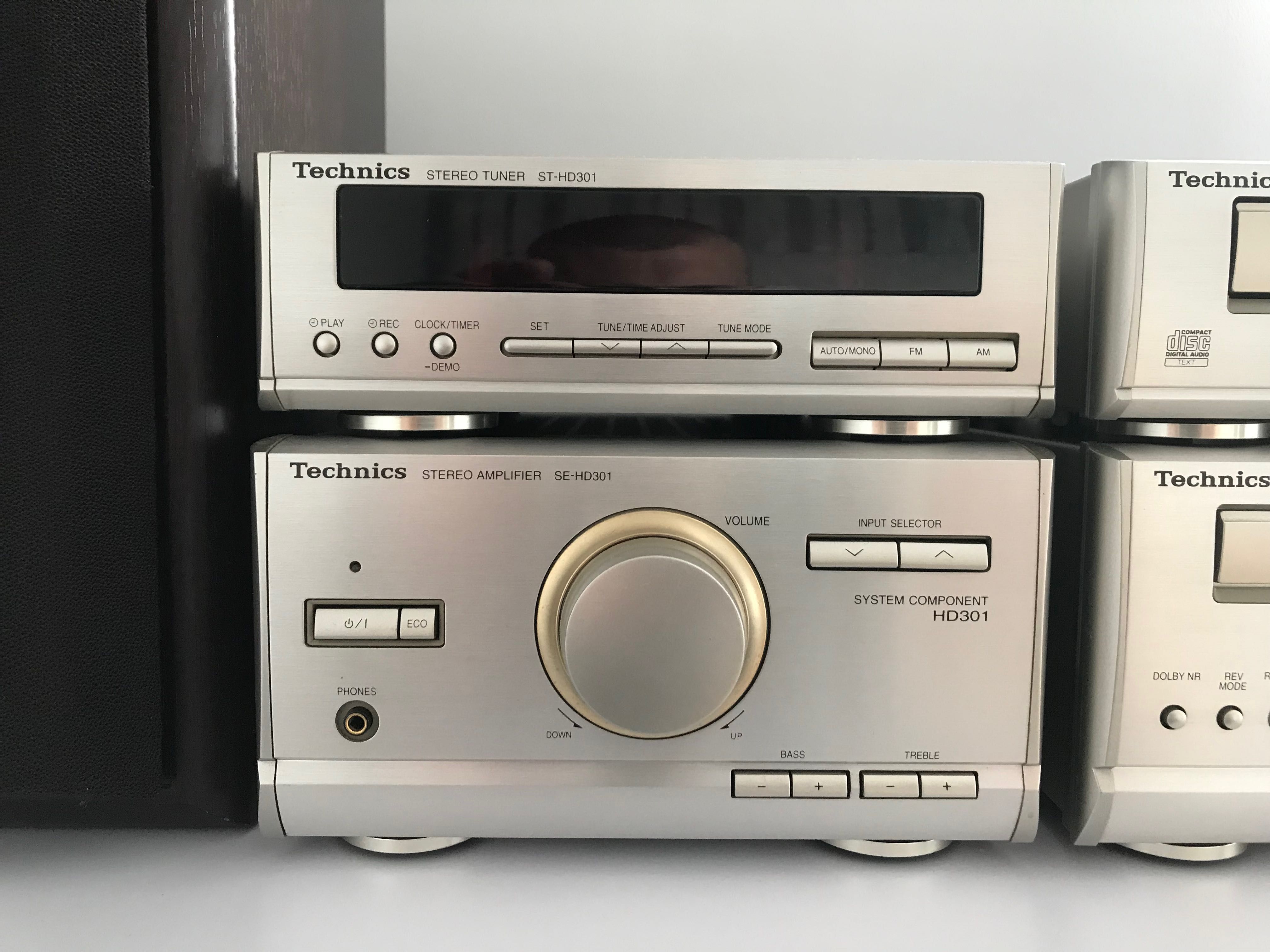 Wieża Technics HD301, audio, wzmacniacz, radio, cd, kolumny
