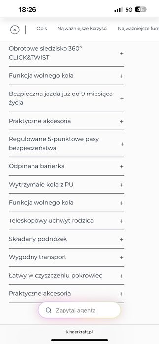 Wózek rowerek 2w1 Kindercraft