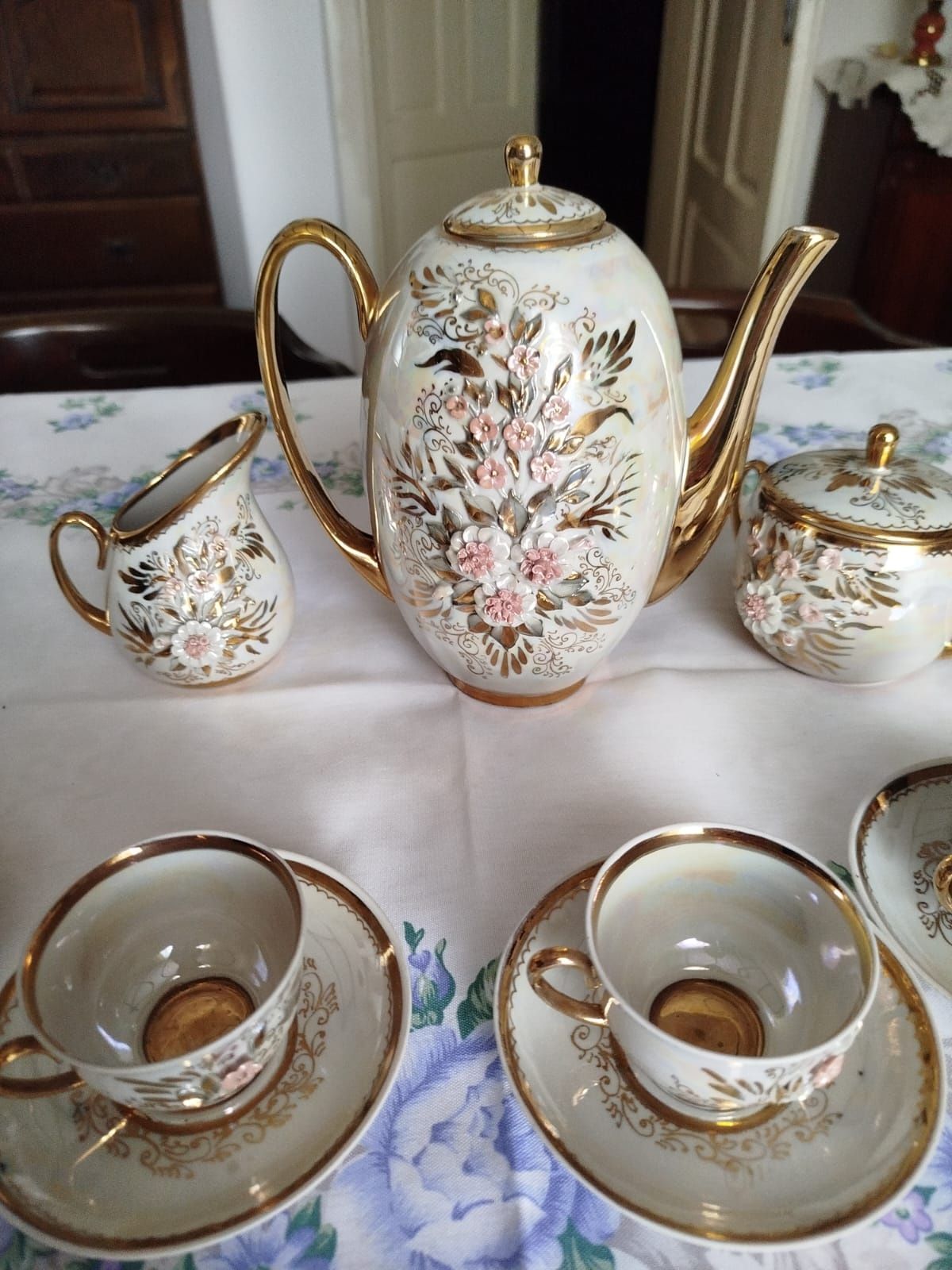 Serwis do kawy porcelana  kisłowodzka Rosja 3D UNIKAT
