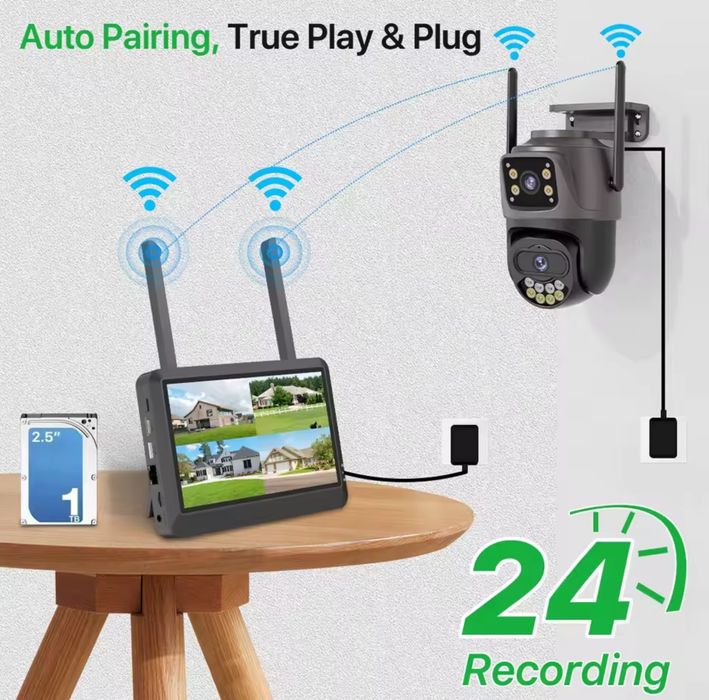 NVR 2 в 1 відеореєстратор з монітором ICSee Xmeye 8 канальний бездрото