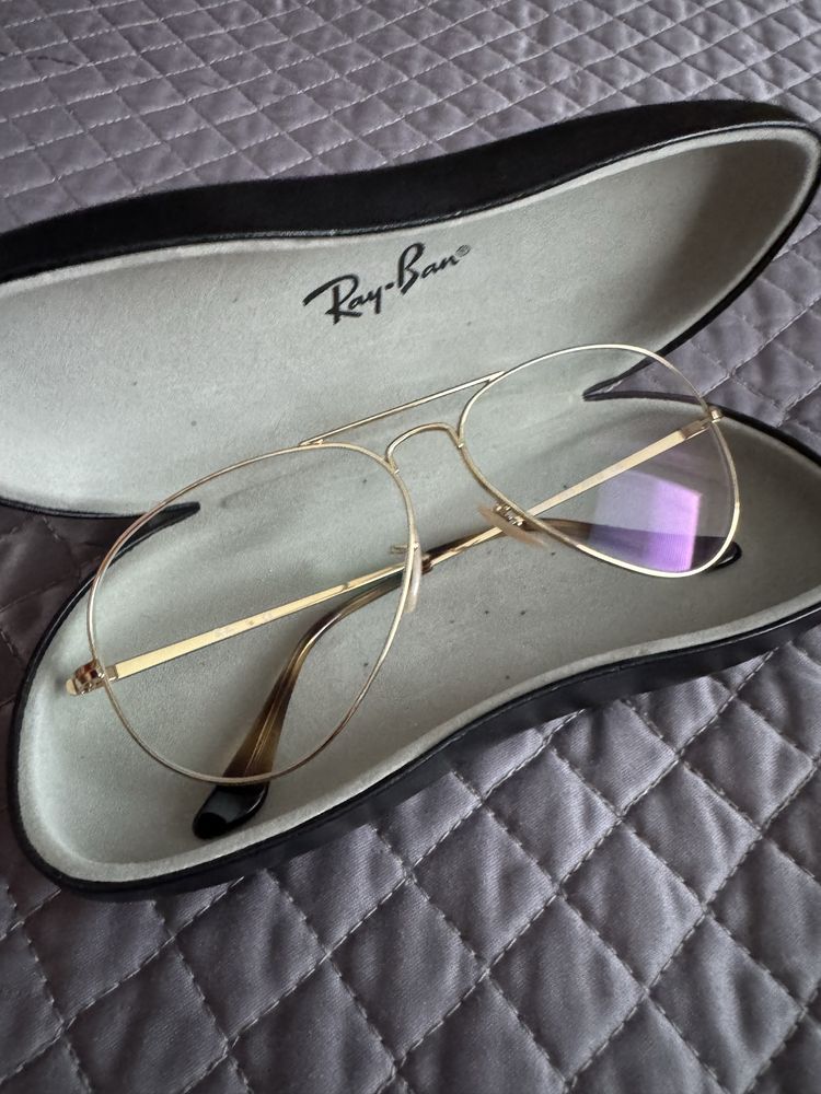 Okulary RayBan RB 6489 zerówki unisex 58 L złote pilotki