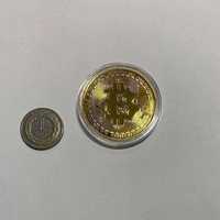 Bitcoin moneta kolekcjonerska kryptowaluta kolor złoty