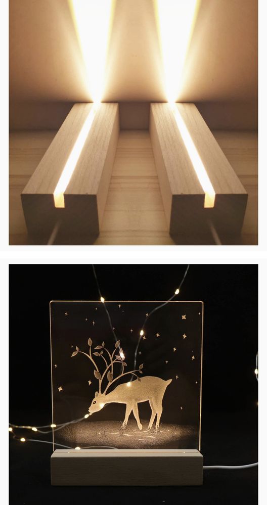 CDIYTOOL Podstawa wyświetlacza z oświetleniem LED Drewniane