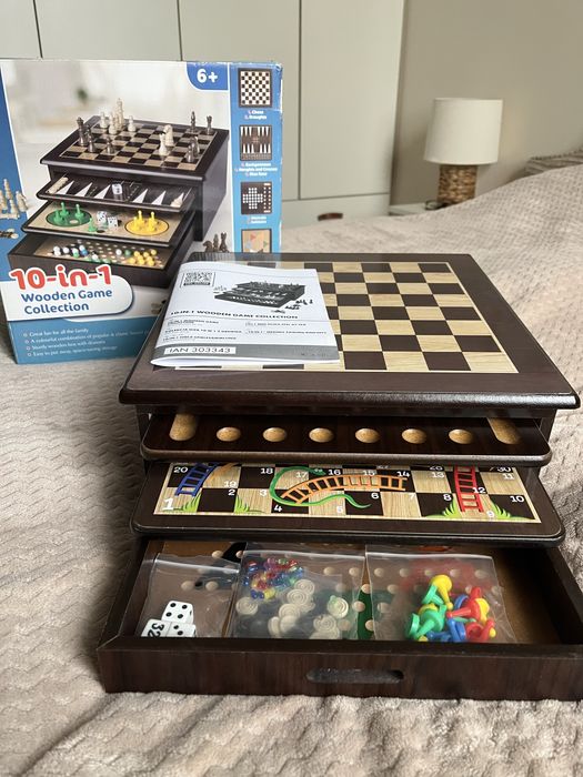Zestaw gier 10w1 planszówki szachy warcaby prezent mikołajki święta