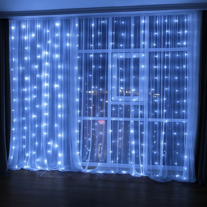 Світлодіодна штора-гірлянда "роса" 3*3 метри з 300 кольоровими LED-лам