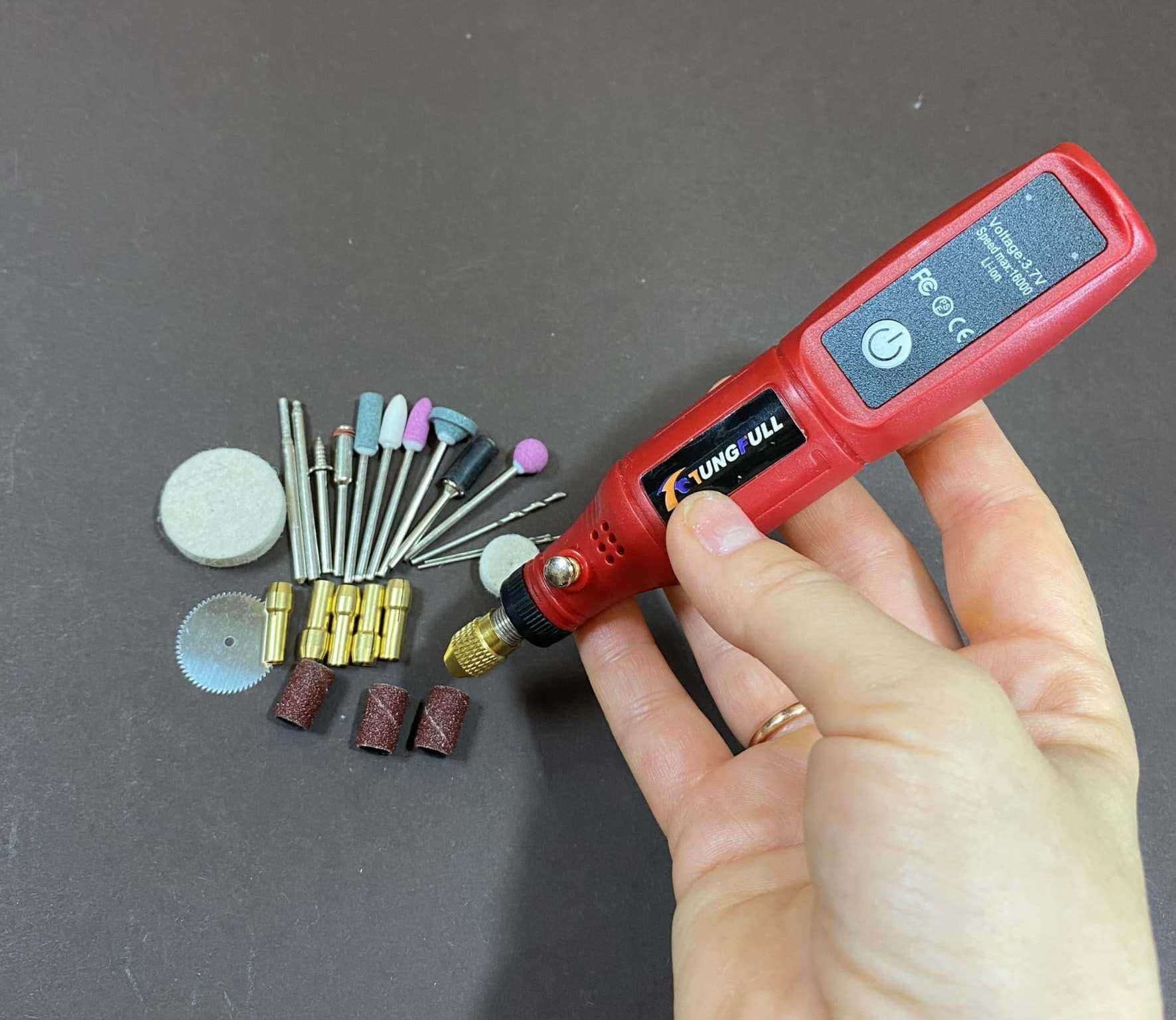 Аккумуляторный гравер USB с расходниками мини дрель по дереву