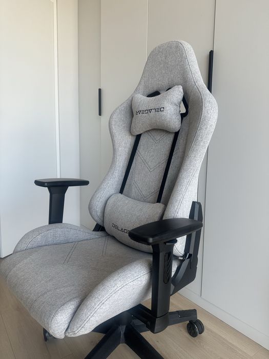 krzesło biurowe fotel gamingowy DELAGEAR G 606 szary materiałowy