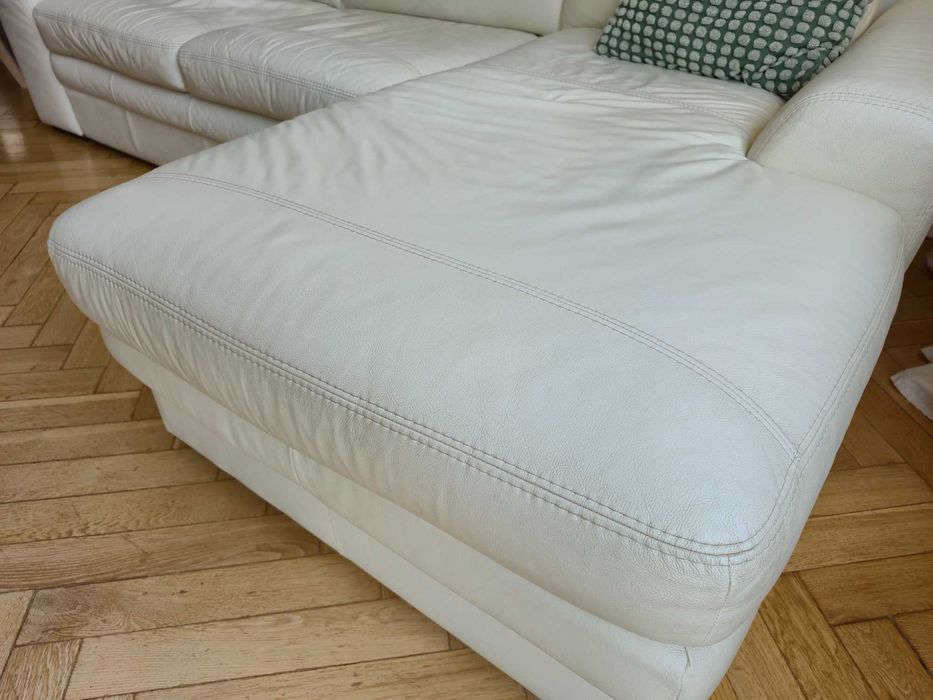 Kanapa narożnik skóra z funkcją spania