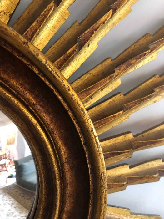 Sun Mirrors in Gold Leaf Wood, 1960s.