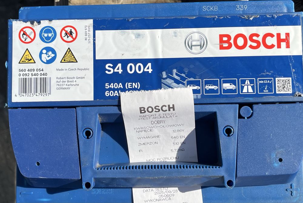 Akumulator Bosch 60Ah 540A uż. ok. roku stan bdb 0 092 s40 040