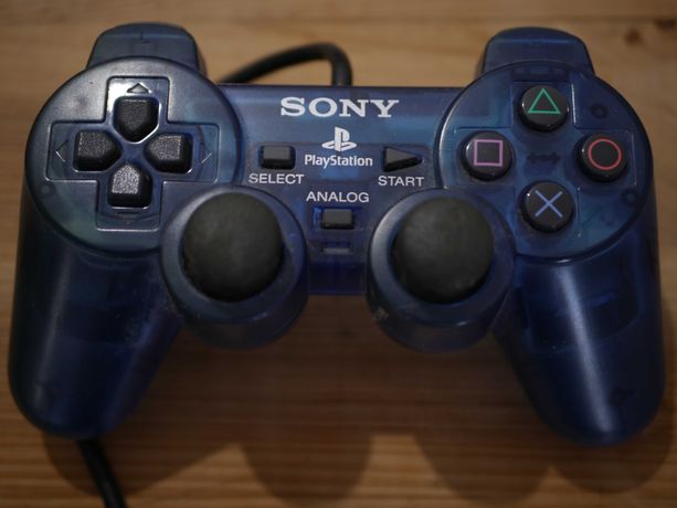 Pad SONY Playstation PS2 Niebieski Przezroczysty (Kontroler, Joypad)