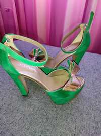 Sapato Verde/ Dourado Samelli