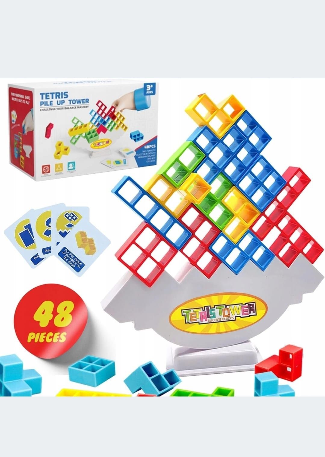 Układanka tetris balansujące klocki gra logiczna 64 elementów