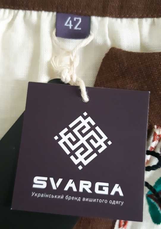 Блуза вышиванка лен белая Кугут Svarga