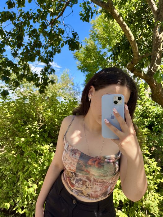 Сітчастий топ з принтом від PLT