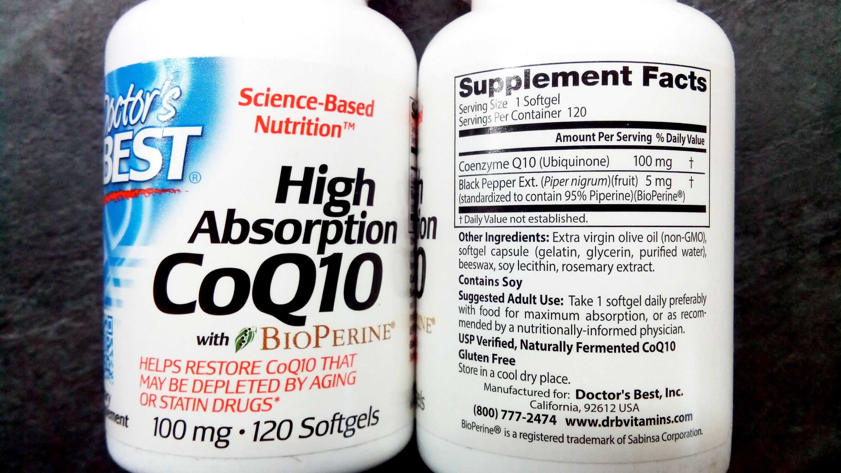 Doctors Best, Coenzyme Q10 100 мг (120 капс.), коэнзим, коензим